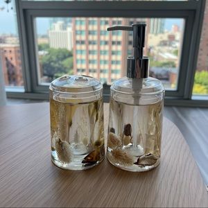 New floral Soap dispenser and toothbrush holder